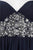 JS Collections - 862929 Shirred Sweetheart Ornate Empire Gown in Blue and Silver