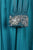 JS Collections - 863543 Sheer Bishop Sleeve Pleated Bodice A-Line Gown in Blue and Green