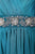 JS Collections - 863543 Sheer Bishop Sleeve Pleated Bodice A-Line Gown in Blue and Green