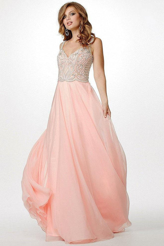 JVN31322 Bead Embellished Chiffon Dress