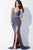 JVN36753 Beaded Plunging Jersey Fitted Dress