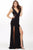 JVN36760 Fitted Plunging Slit Dress