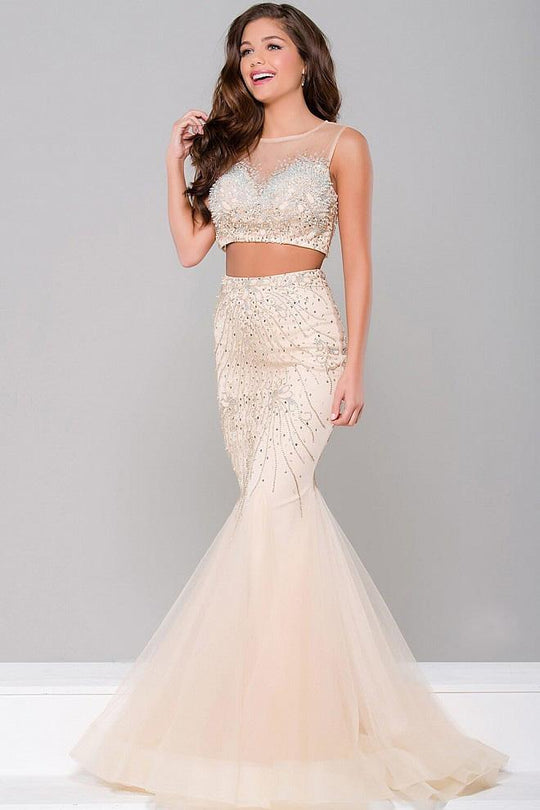 Two-Piece Sheer Neckline Dress JVN36891