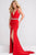 V Neck Fitted Jersey Dress with Beaded Waistline JVN37117