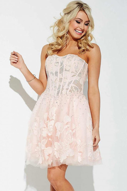 Sequins and Lace Embellishments Semi-Sweetheart Tulle A-Line Dress JVN37882