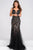 JVN41356 Sequined Plunging Tulle Trumpet Gown