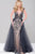Embellished Column Dress with Tulle Overlay JVN46081
