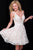 Sleeveless Deep V Neck Floral Sequined Short Party Dress JVN47506