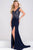 Beaded Bodice Jersey High Slit Dress JVN47867