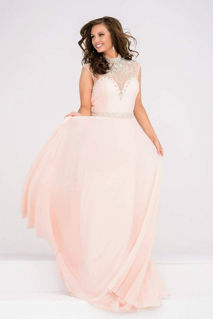 Sheer Embellished Neckline Mesh Prom Dress JVN48641