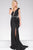 JVN50372 Fitted Cap Sleeves Slit Dress