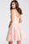 Jovani Embroidered V-Neck A-Line Cocktail Dress JVN53052 in Pink