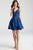 JVN53112 Floral Printed V-Neck Embellished Belt Short Dress