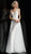 Jovani - JVN55128 Embroidered Plunging V-Neck Evening Gown In White and Nude