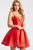 JVN55376 Lase-Cut V-Neck A-Line Dress