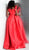 Jovani - JVN60049 Asymmetric Mikado Ballgown With High Front Slit in Red