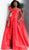 Jovani - JVN60049 Asymmetric Mikado Ballgown With High Front Slit in Red