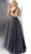 Jovani - JVN60456 Beaded Tulle Overskirt High Halter Gown In Gray