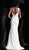 Jovani - JVN60595 Embellished Lace Deep V-neck Trumpet Dress In White