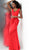 Jovani - JVN60849 Sleeveless V-neck Ruched Sheath Dress In Red