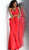 Jovani - JVN60849 Sleeveless V-neck Ruched Sheath Dress In Red