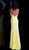 Jovani - JVN61070 Embellished Lace V-neck Trumpet Dress With Slit in Yellow and Neutral
