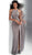 Jovani - Beaded Lace Halter Sheath Evening Gown With Slit JVN61347 In Gray