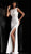 Jovani - JVN61691 Fully Beaded Bateau Sheath Dress With Slit in White and Gold