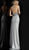 Jovani - JVN62325 Ruched Deep V-neck Stretch Jersey Sheath Dress in Silver
