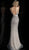 Jovani - JVN62500 Metallic Illusion V-Neck Sheath Gown In Silver and Nude