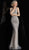 Jovani - JVN62500 Metallic Illusion V-Neck Sheath Gown In Silver and Nude
