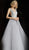 Jovani - JVN62502 Plunging V-Neck Backless A-Line Gown in Silver