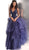 Jovani - JVN62554 Embroidered Plunging V-neck Tiered Ruffled Ballgown In Blue