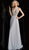 Jovani - JVN62611 Bead Embellished Deep V-neck Chiffon A-line Dress In Silver