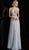 Jovani - JVN62611 Bead Embellished Deep V-neck Chiffon A-line Dress In Silver