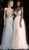 Jovani - JVN62621 Beaded Plunging Off-Shoulder Tulle A-line Dress Blue And Pink