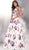 Jovani - JVN62624 Floral Printed Deep V-neck Ballgown in White