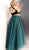 Jovani - JVN62639 Two Piece Velvet Halter Ballgown With Slit in Green