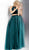 Jovani - JVN62639 Two Piece Velvet Halter Ballgown With Slit in Green