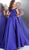 Jovani - JVN62743 Off-Shoulder Ballgown With Side Pockets in Blue