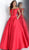 Jovani - JVN62743 Off-Shoulder Ballgown With Side Pockets in Red