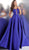 Jovani - JVN62743 Off-Shoulder Ballgown With Side Pockets in Blue