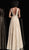 Jovani - JVN62751 Embellished Deep V-neck A-line Dress in Gold
