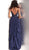 Jovani - JVN63544 Applique Deep V-neck Ruffled A-line Dress in Blue