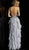 Jovani - JVN63544 Applique Deep V-neck Ruffled A-line Dress In Silver