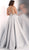 Jovani - JVN63737 Embellished Deep V-neck Ballgown in Silver