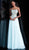 Jovani - JVN63749 Strapless Embroidered Straight Across A-line Dress in Blue