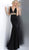 Jovani - JVN64030 Deep V-neck Embellished Mermaid Dress in Black