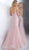 Jovani - JVN64106 Embroidered Halter V-neck Mermaid Dress In Pink