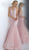 Jovani - JVN64106 Embroidered Halter V-neck Mermaid Dress In Pink